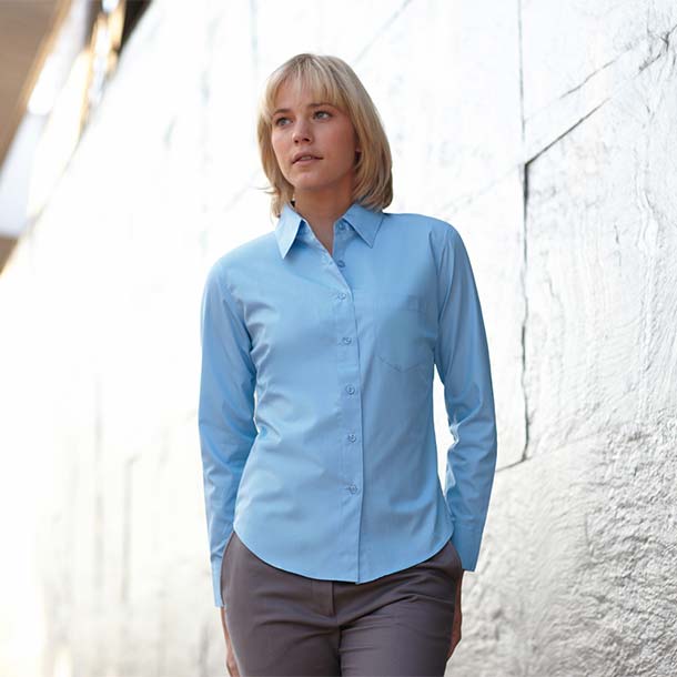 Popelin Langarm-Bluse